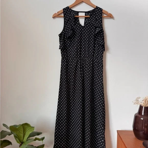 Vero Moda Black Polka Dot Midi Dress – Size XS - Picture 3 of 6